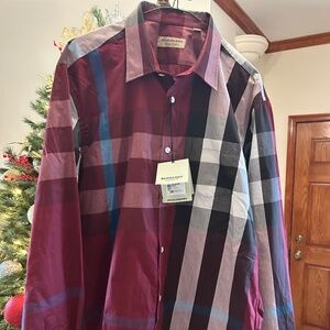 Burberry London. , England, men’s checkered shirt – red and black size XL